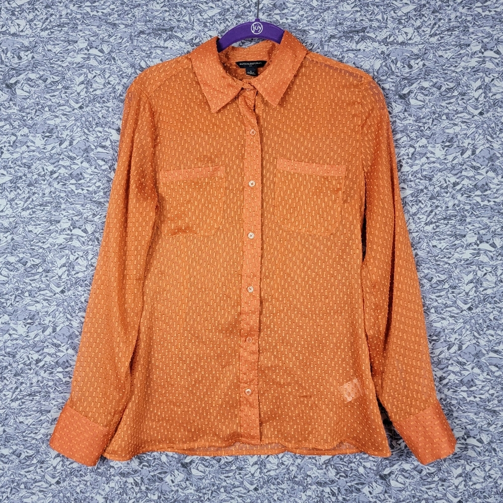 Sheer Orange Banana Republic Button Up Blouse